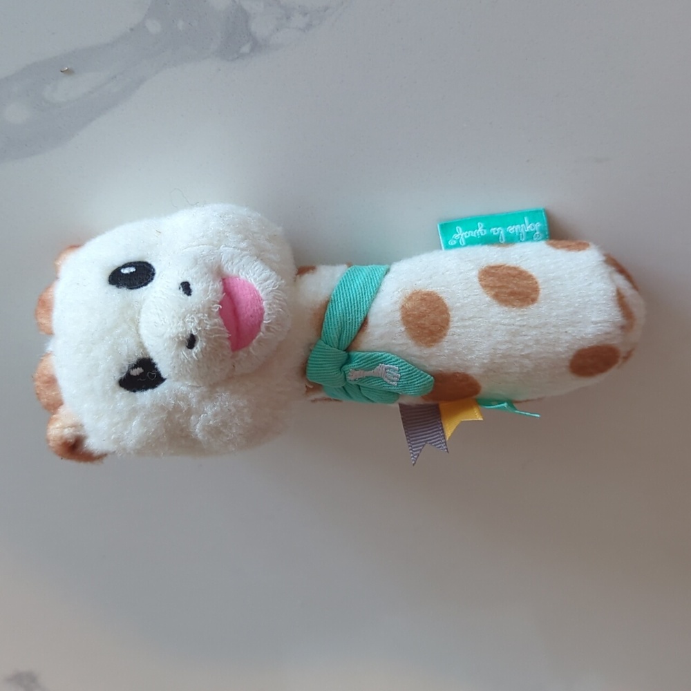 Cute Giraffe Plush Toy Squeaky Rattle with Teal Scarf